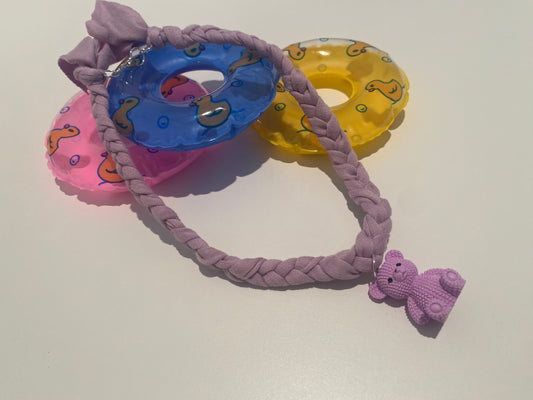 🧸Teddy Love – Collana Intrecciata con Orsetto Lilla